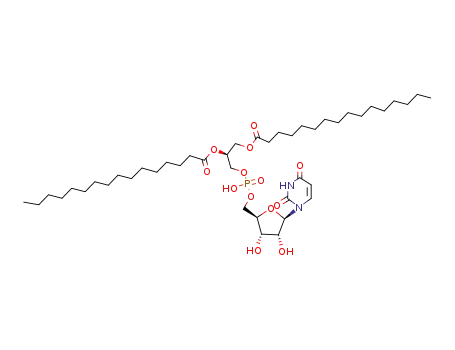 Molecular Structure of 107110-39-4 (Hexadecanoic acid (S)-2-{[(2R,3S,4R,5R)-5-(2,4-dioxo-3,4-dihydro-2H-pyrimidin-1-yl)-3,4-dihydroxy-tetrahydro-furan-2-ylmethoxy]-hydroxy-phosphoryloxy}-1-hexadecanoyloxymethyl-ethyl ester)