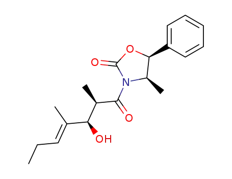 Molecular Structure of 779353-80-9 ((4R,5S)-3-((E)-(2R,3R)-3-Hydroxy-2,4-dimethyl-hept-4-enoyl)-4-methyl-5-phenyl-oxazolidin-2-one)