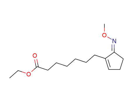 Molecular Structure of 41301-73-9 (1-Cyclopentene-1-heptanoic acid, 5-(methoxyimino)-, ethyl ester)