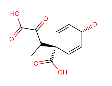 Molecular Structure of 116130-27-9 (1-(2-Carboxy-1-methyl-2-oxo-ethyl)-4-hydroxy-cyclohexa-2,5-dienecarboxylic acid)