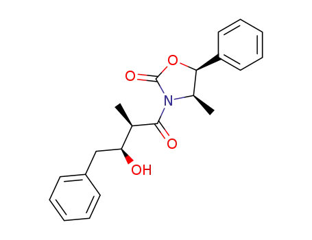 Molecular Structure of 134440-87-2 ((2'R,3'S,4R,5S)-3-(3'-hydroxy-2'-methyl-4'-phenylbutanoyl)-4-methyl-5-phenyloxazolidin-2-one)