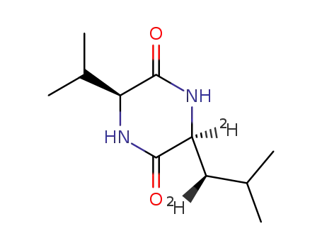 Molecular Structure of 852994-93-5 ((3S,6S,1'R)-3-deuterio-3-(1-deuterio-2-methylpropyl)-6-isopropylpiperazine-2,5-dione)
