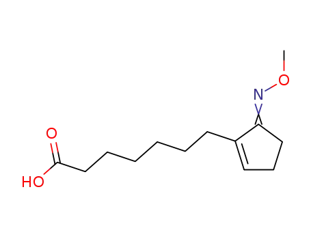 Molecular Structure of 52477-96-0 (1-Cyclopentene-1-heptanoic acid, 5-(methoxyimino)-)
