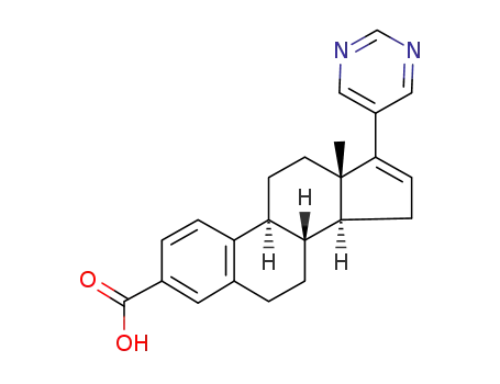 Molecular Structure of 1428988-54-8 (17-(pyrimidin-5-yl)oestra-1,3,5<sup>(10)</sup>,16-tetraene-3-carboxylic acid)