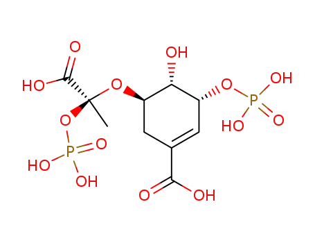 Molecular Structure of 625091-49-8 ((3R-(3α,4α,5β))-O-3-phospho-O-5-(1S-1-carboxy-1-(phosphooxy)-ethyl)shikimic acid)