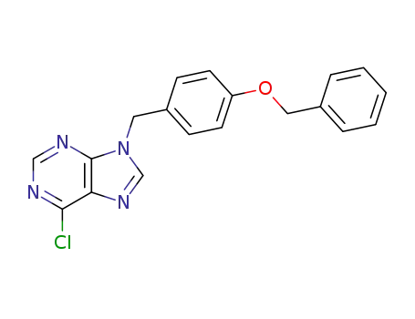 Molecular Structure of 112089-29-9 (9H-Purine, 6-chloro-9-[[4-(phenylmethoxy)phenyl]methyl]-)