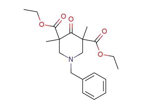 Molecular Structure of 110331-19-6 (1-benzyl-3,5-dimethyl-4-oxo-piperidine-3,5-dicarboxylic acid diethyl ester)