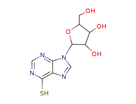 Molecular Structure of 7687-43-6 (9-[3,4-dihydroxy-5-(hydroxymethyl)oxolan-2-yl]-3H-purine-6-thione)