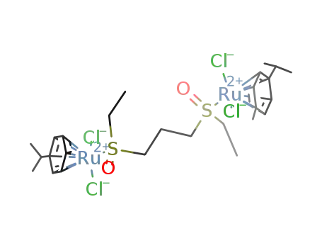 Molecular Structure of 658044-14-5 ([(RuCl2(p-cymene))2(μ-1,3-bis(ethylsulfinyl)propane)])
