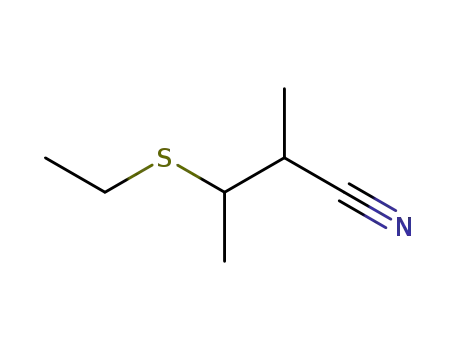 Molecular Structure of 108671-31-4 (3-Ethylsulfanyl-2-methyl-butyronitrile)