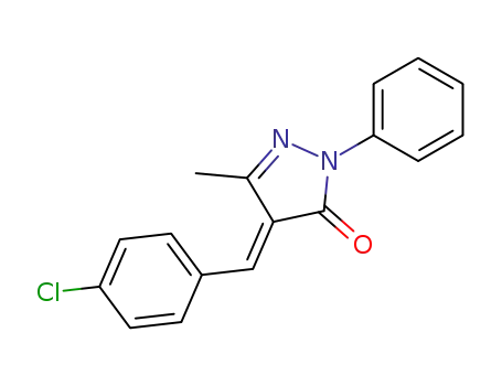 Molecular Structure of 897030-44-3 ((E)-4-(4-chlorobenzylidene)-5-methyl-2-phenyl-2,4-dihydro-3H-pyrazol-3-one)