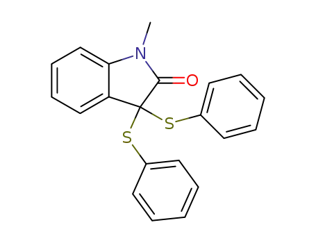 Molecular Structure of 63955-65-7 (2H-Indol-2-one, 1,3-dihydro-1-methyl-3,3-bis(phenylthio)-)