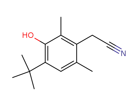 Molecular Structure of 55699-10-0 (4-tert-butyl-3-hydroxy-2,6-xylylacetonitrile)