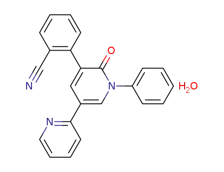 Molecular Structure of 942063-28-7 (3-(2-cyanophenyl)-5-(2-pyridyl)-1-phenyl-1,2-dihydropyridin-2-one hydrate)