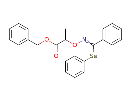 Molecular Structure of 195874-68-1 (2-{[1-Phenyl-1-phenylselanyl-meth-(E)-ylidene]-aminooxy}-propionic acid benzyl ester)
