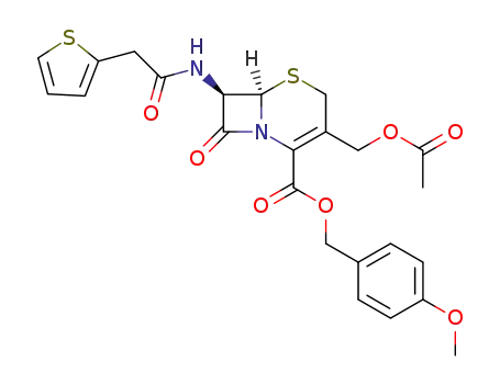 Molecular Structure of 52646-45-4 (p-methoxybenzyl 7β-(2-thienylacetamido)-3-(acetoxymethyl)-3-cephem-4-carboxylate)