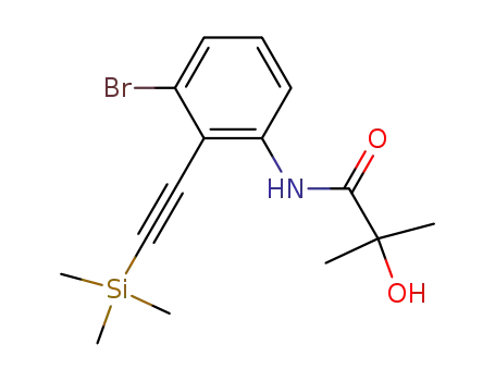 Molecular Structure of 1244651-69-1 (N-(3-bromo-2-(2-(trimethylsilyl)ethynyl)phenyl)-2-hydroxy-2-methylpropanamide)