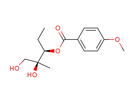 Molecular Structure of 96016-45-4 (4-Methoxy-benzoic acid (1R,2S)-1-ethyl-2,3-dihydroxy-2-methyl-propyl ester)