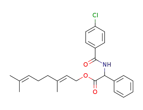 Molecular Structure of 62046-04-2 (Benzeneacetic acid, a-[(4-chlorobenzoyl)amino]-,
3,7-dimethyl-2,6-octadienyl ester, (E)-)