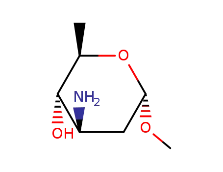 Molecular Structure of 67693-33-8 (methyl-3-amino-2,3,6-tridesoxy-α-D-arabino-hexopyranoside)