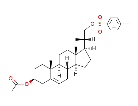 Molecular Structure of 120664-97-3 ((3β,20S)-20-Methyl-pregn-5-ene-3,21-diol 3-Acetate 21-Tosyl)