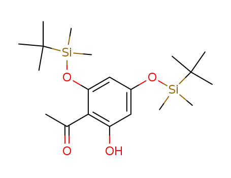 Molecular Structure of 108956-90-7 (1-(2,4-bis((tert-butyldimethylsilyl)oxy)-6-hydroxyphenyl)-2-ethan-1-one)