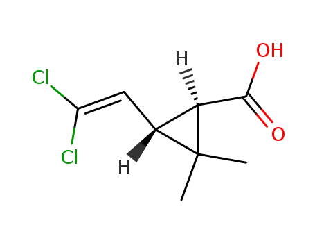 Molecular Structure of 55701-03-6 (3-(2,2-Dichloroethenyl)-2,2-dimethylcyclopropanecarboxylic acid)