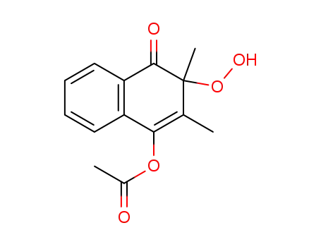 Molecular Structure of 96503-18-3 (Acetic acid 3-hydroperoxy-2,3-dimethyl-4-oxo-3,4-dihydro-naphthalen-1-yl ester)