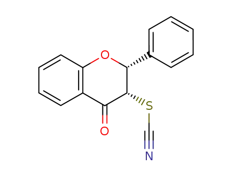 Molecular Structure of 94953-78-3 (Thiocyanic acid, 3,4-dihydro-4-oxo-2-phenyl-2H-1-benzopyran-3-yl
ester, trans-)