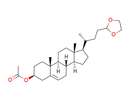 Molecular Structure of 86476-27-9 (24,24-ethylenedioxy-Δ<sup>5</sup>-chola-3β-acetate)