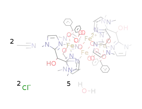 {Fe<sub>4</sub>O<sub>2</sub>(bis(N-methylimidazol-2-yl)carbinol)2(bis(N-methylimidazol-2-yl)carbinolate)2(O<sub>2</sub>CPh)4}Cl<sub>2</sub>*5H<sub>2</sub>O*2CH<sub>3</sub>CN