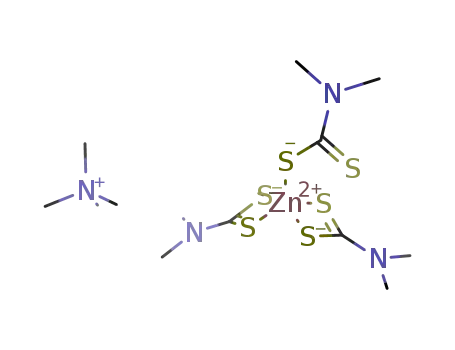 Molecular Structure of 75642-17-0 (N(CH<sub>3</sub>)4<sup>(1+)</sup>*Zn(S<sub>2</sub>CN(CH<sub>3</sub>)2)3<sup>(1-)</sup>=[N(CH<sub>3</sub>)4][Zn(S<sub>2</sub>CN(CH<sub>3</sub>)2)3])