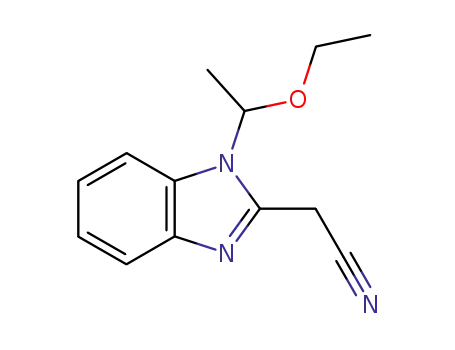 Molecular Structure of 74586-48-4 ([1-(1-Ethoxy-ethyl)-1H-benzoimidazol-2-yl]-acetonitrile)