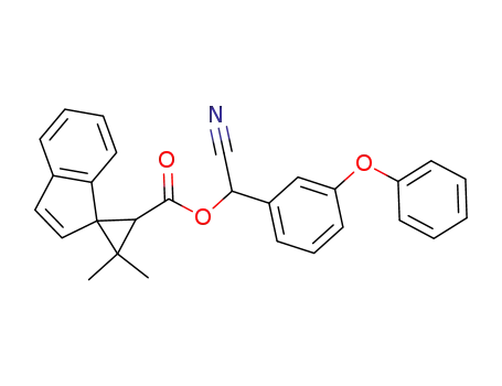 Molecular Structure of 60148-52-9 (cyano(3-phenoxyphenyl)methyl 3,3-dimethylspiro[cyclopropane-1,1'-[1H]indene]-2-carboxylate)