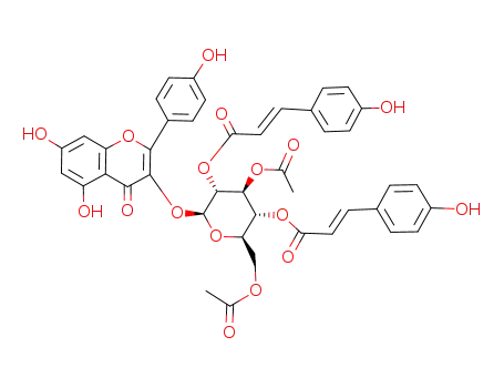 Molecular Structure of 94474-72-3 (Kaempferol-3-O-<3,6-di-O-acetyl-2,4-di-O-(p-cumaroyl)-β-D-glucopyranosid>)