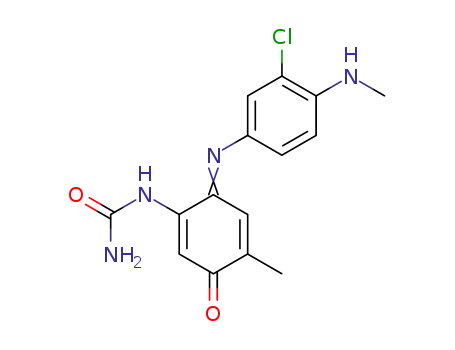 Molecular Structure of 56330-88-2 ([6-[[3-chloro-4-(methylamino)phenyl]imino]-4-methyl-3-oxocyclohexa-1,4-dien-1-yl]urea)