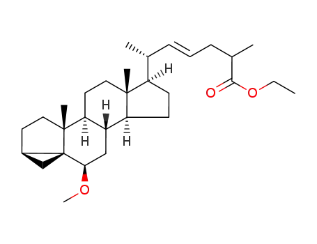 Molecular Structure of 137436-15-8 (ethyl (25ξ,22E)-6β-methoxy-3α,5-cyclo-5α-cholest-22-en-26-oate)