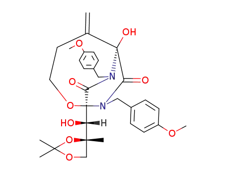 (1S,6R)-6-hydroxy-1-<(1S,2S)-2,3-O-isopropylidene-2-methyl-1,2,3-trihydroxypropyl>-7,9-bis(p-methoxybenzyl)-5-methylene-7,9-diaza-2-oxabicyclo<4.2.2>decane-8,10-dione