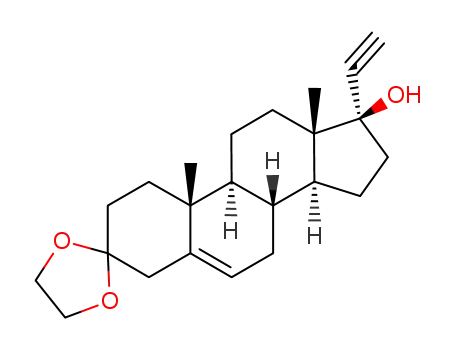 Molecular Structure of 50407-76-6 (17α-ethynyl-17β-hydroxy-5-androsten-3-one ethylene ketal)