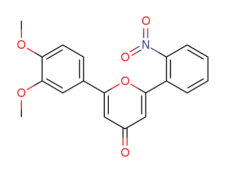 Molecular Structure of 199279-11-3 (2-(3,4-dimethoxyphenyl)-6-(2-nitrophenyl)-4H-pyran-4-one)