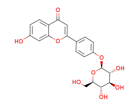 Molecular Structure of 22052-75-1 (4-(7-hydroxy-4-oxo-4H-chromen-2-yl)phenyl beta-D-glucopyranoside)