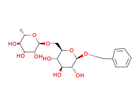 Molecular Structure of 88510-10-5 (1′-O-benzyl-α-L-rhamnopyranosyl-(1″→6′)-β-D-glucopyranoside)