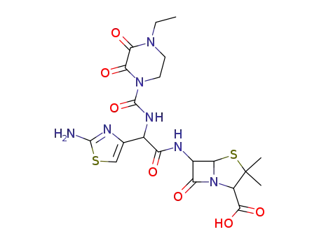 Molecular Structure of 85208-19-1 (6-<(+/-)-α-(2-aminothiazol-4-yl)-α-(4-ethyl-2,3-dioxopiperazin-1-ylcarbonylamino)acetamido>penicillanic acid)