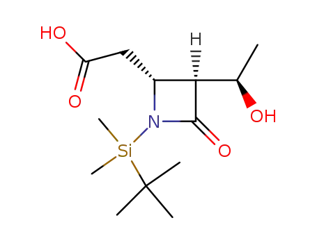 Molecular Structure of 75321-05-0 ((3S,4R)-1-(tert-Butyldimethylsilyl)-3-<(1R)-1-hydroxyethyl>-4-(carboxymethyl)azetidin-2-one)