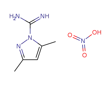 Molecular Structure of 38184-47-3 (3,5-DIMETHYLPYRAZOLE-1-CARBOXAMIDINE NITRATE)
