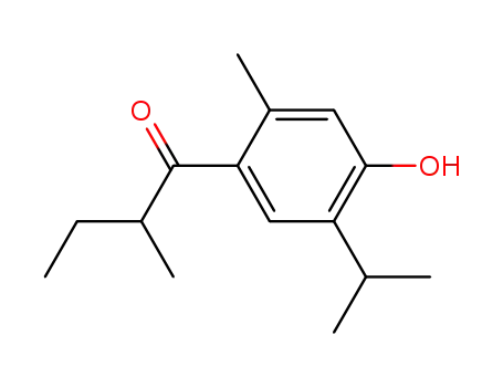 Molecular Structure of 80356-13-4 (1-(4-Hydroxy-5-isopropyl-2-methyl-phenyl)-2-methyl-butan-1-one)