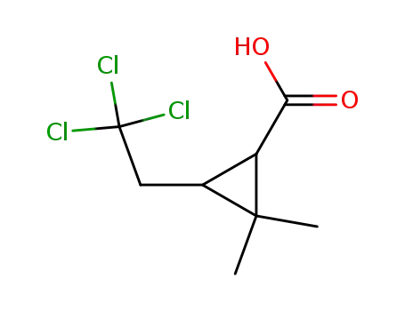 Molecular Structure of 61976-24-7 (Cyclopropanecarboxylic acid, 2,2-dimethyl-3-(2,2,2-trichloroethyl)-)
