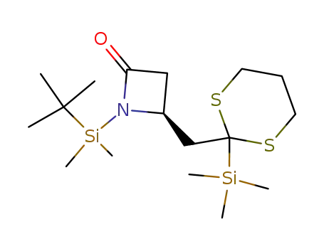 Molecular Structure of 75321-01-6 ((S)-1-(tert-Butyl-dimethyl-silanyl)-4-(2-trimethylsilanyl-[1,3]dithian-2-ylmethyl)-azetidin-2-one)