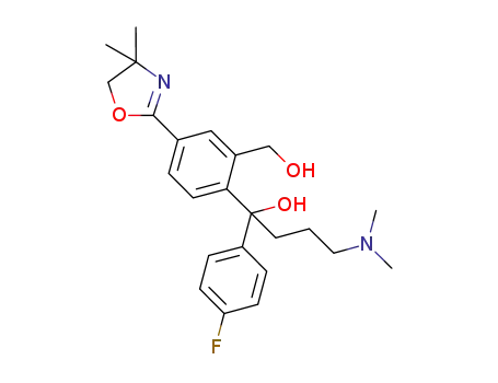 Molecular Structure of 265137-38-0 (4,4-dimethyl-[2-[3-hydroxymethyl-4-[4-fluoro-a-hydroxy-a-(dimethylamino)propyl]benzyl]phenyl]oxazoline)