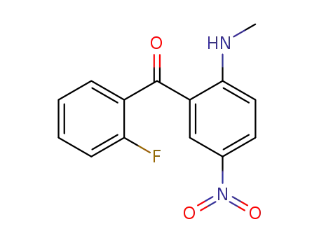 Molecular Structure of 735-06-8 (2'-FLUORO-2-METHYLAMINO-5-NITROBENZOPHENONE)